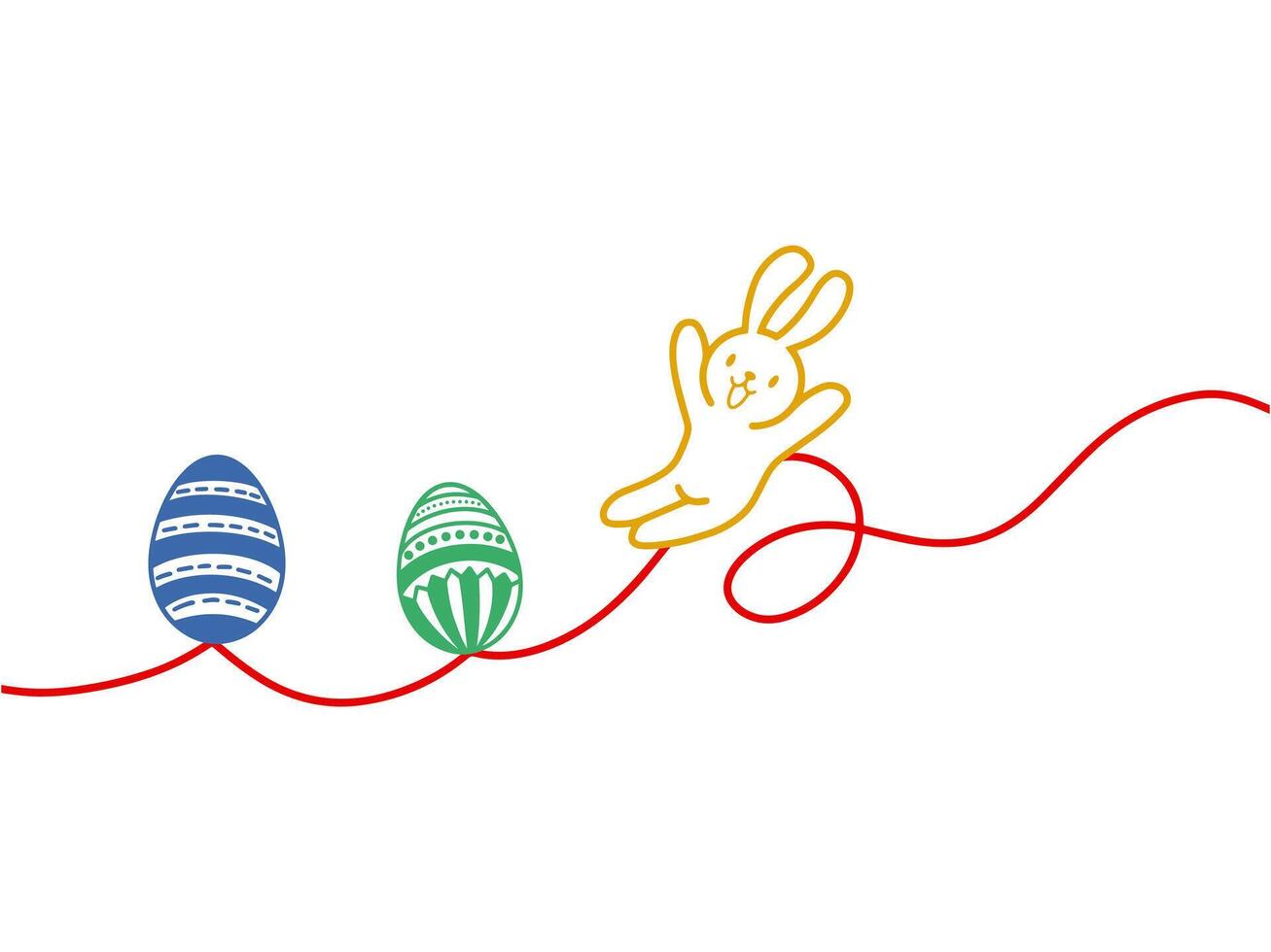 Easter Eggs Bunny with LIne vector