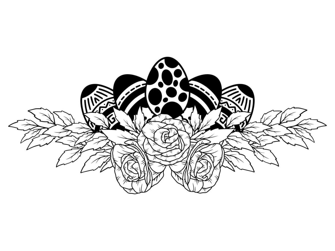 Easter Eggs Flower Black and white vector