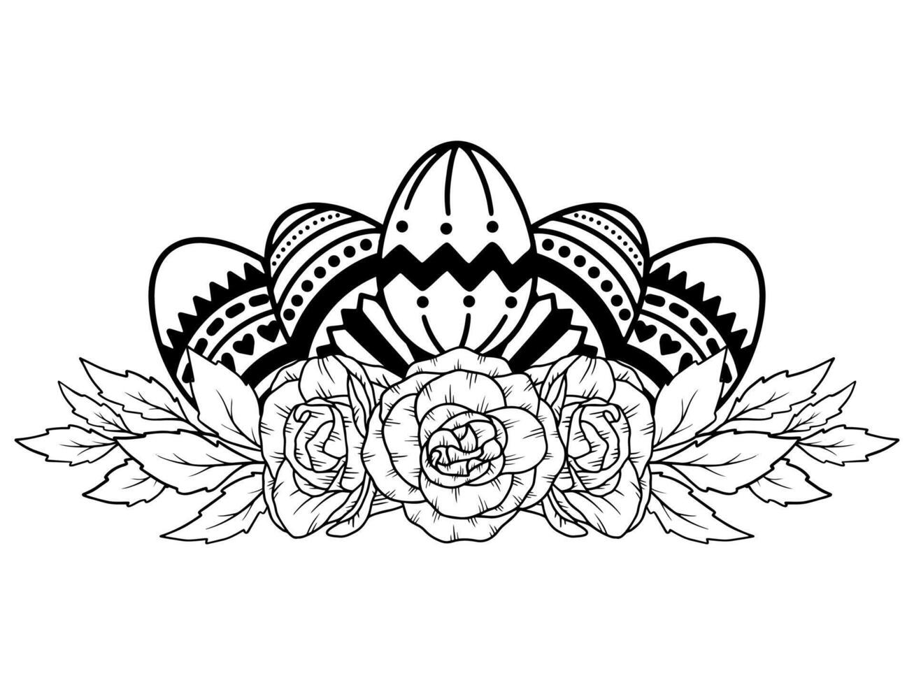 Flower Eggs Line Art for Easter vector