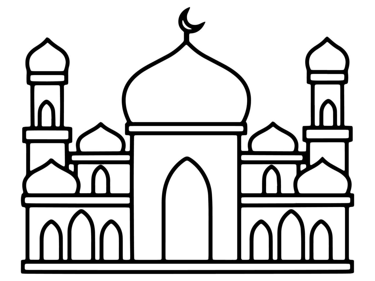 Islamic Mosque Line Art Illustration vector