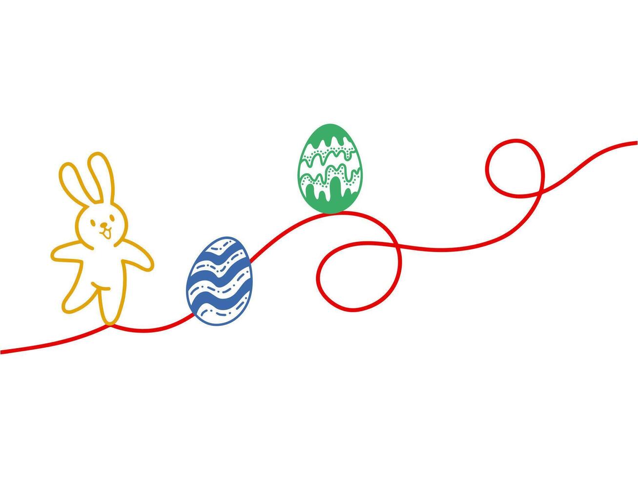 Easter Eggs Bunny with LIne vector