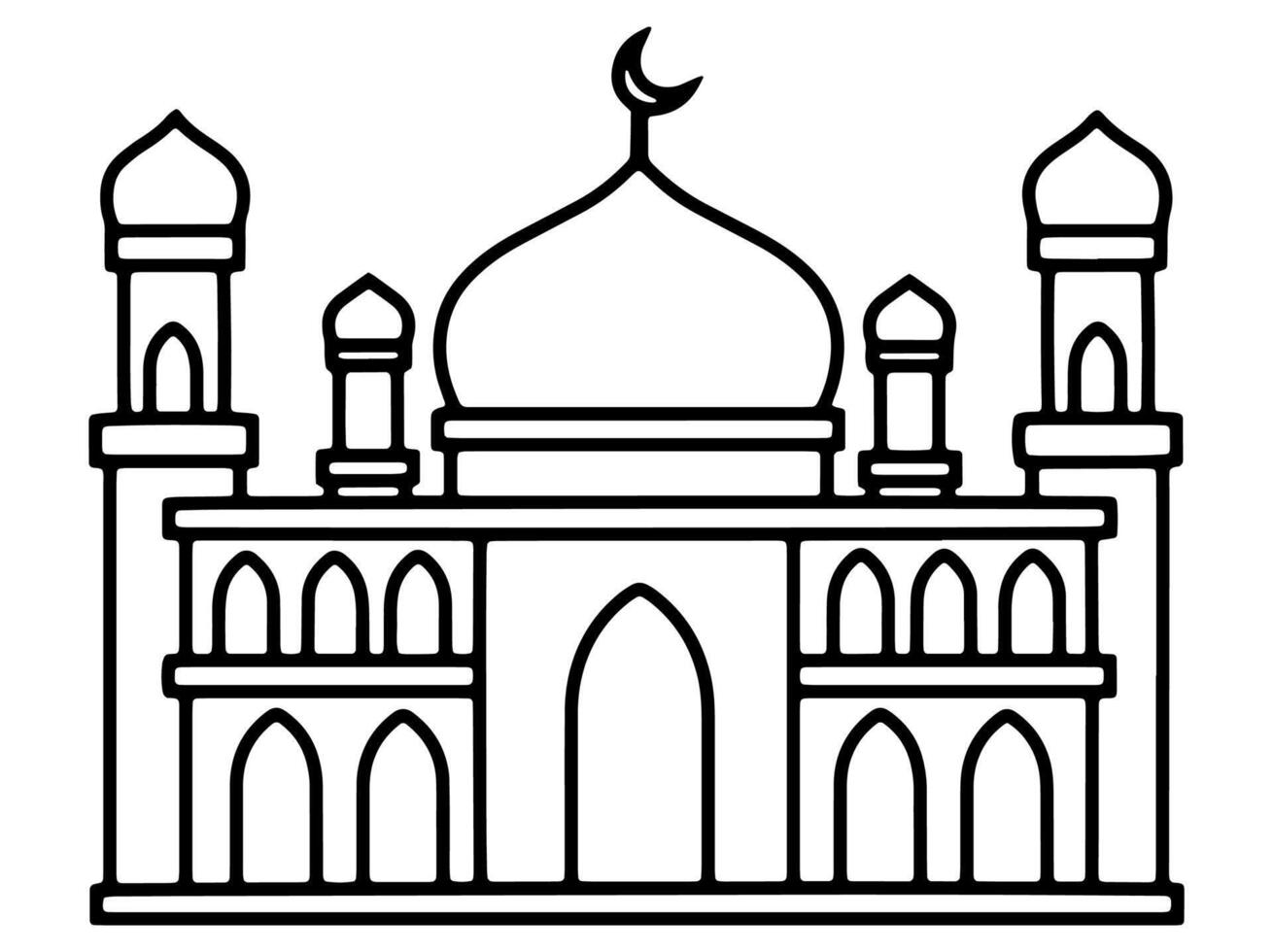 Mosque Line Art Background Illustration vector