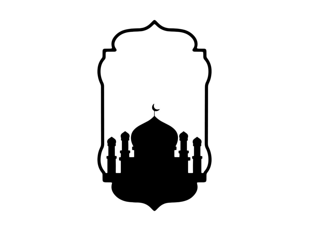 islámico mezquita Ramadán Mubarak silueta marco antecedentes vector