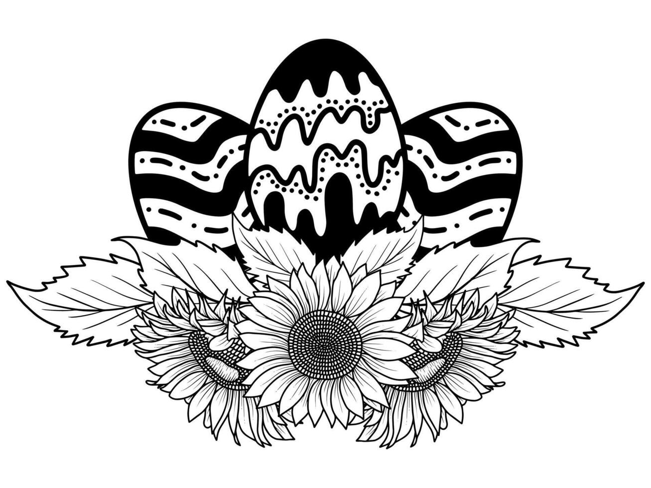 Pascua de Resurrección flor huevos línea Arte vector