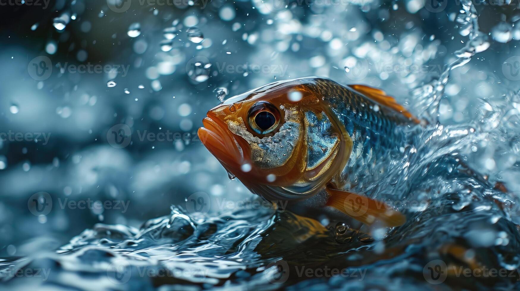 AI generated Fish on the water photo