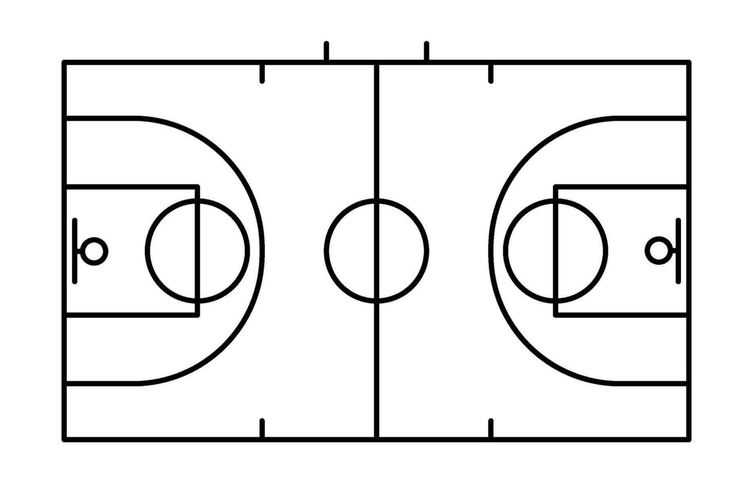 Basketball court field background line silhouette vector