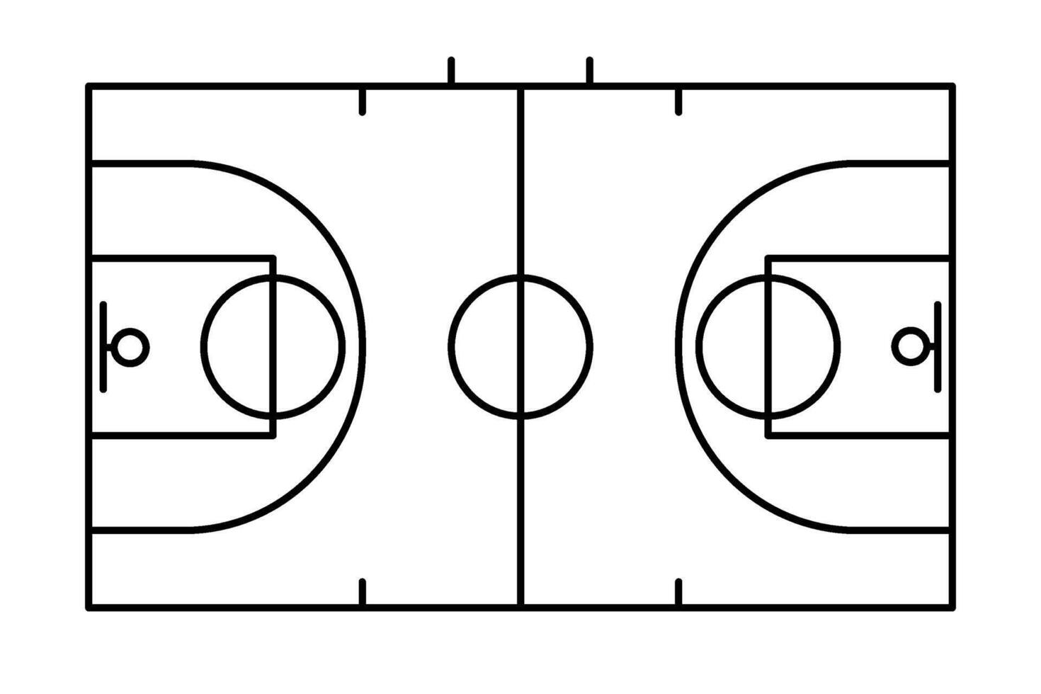 Basketball court field background line silhouette vector