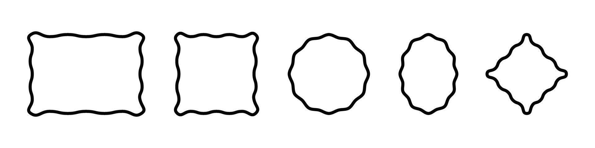 Wave frame icon set simple design vector
