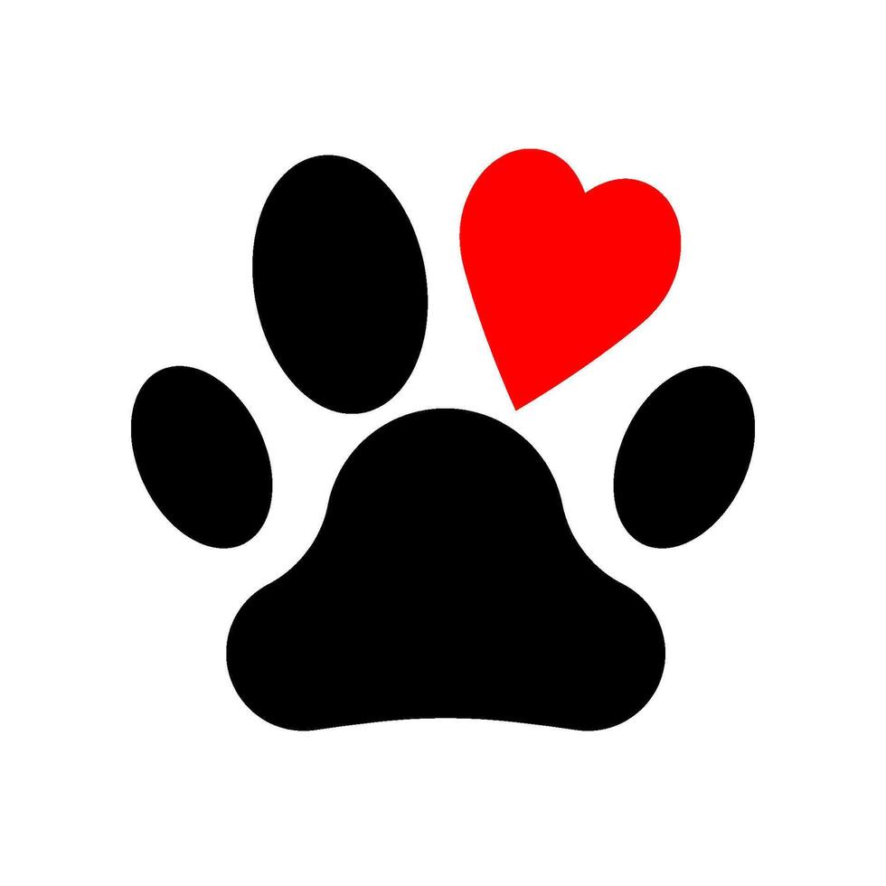 Paw print icon with heart vector