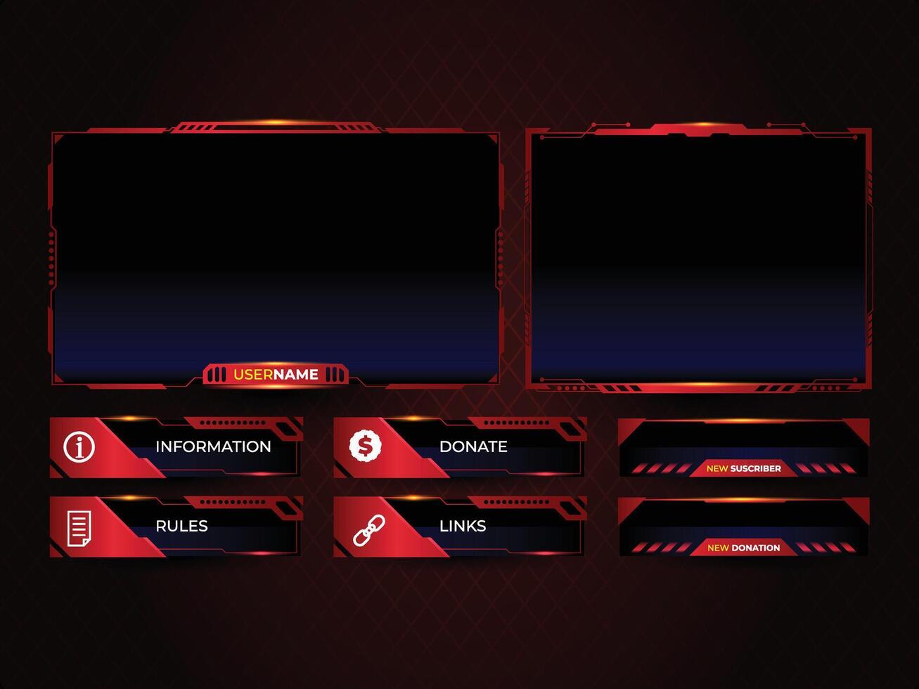 Streaming panel overlay design template vector