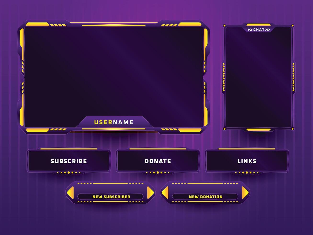 Purple gaming panel set design template vector