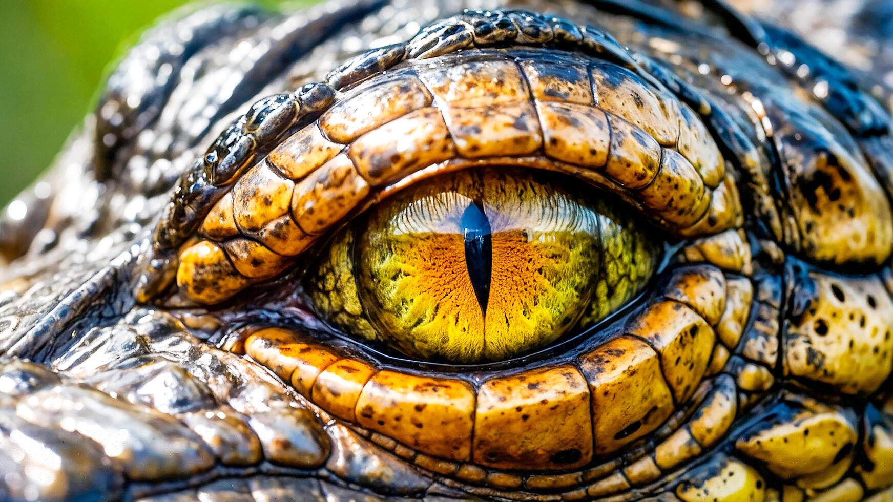 AI generated Close up of crocodile eye,  head, crocodile skin detail photo