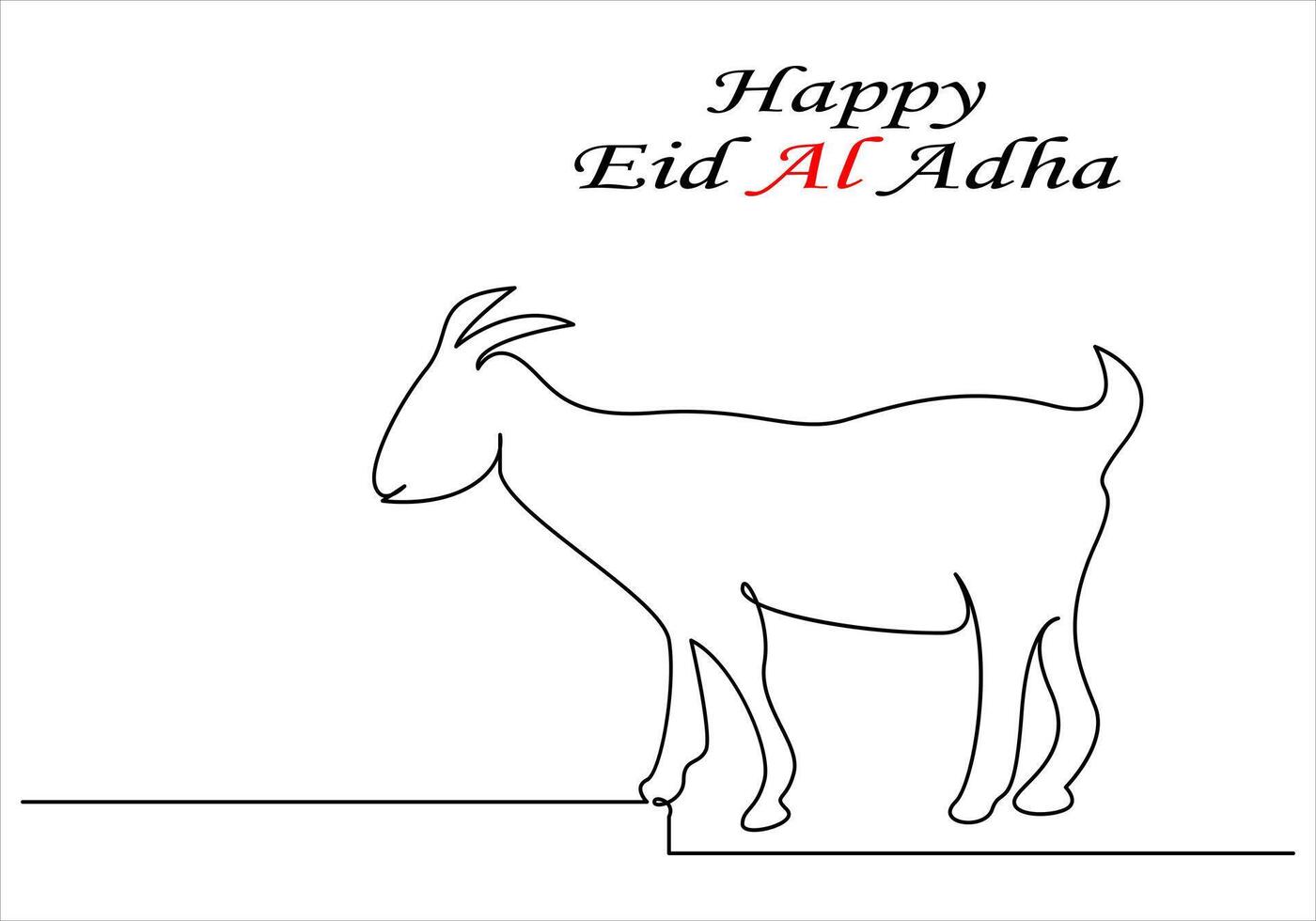 Continuous one line drawing of eid al adha out line vector art illustration
