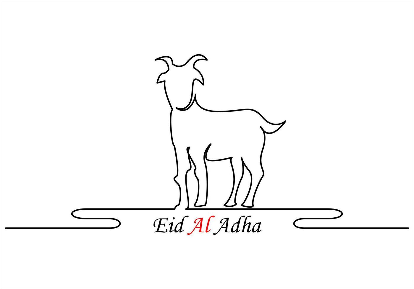 Continuous one line drawing of eid al adha out line vector art illustration