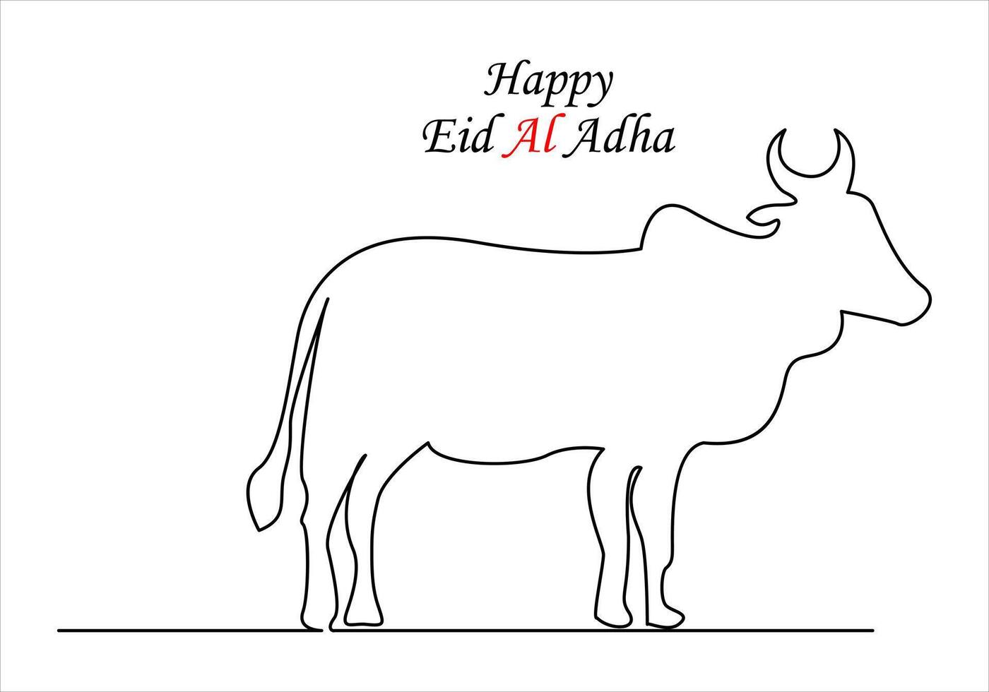 Continuous one line drawing of eid al adha out line vector art illustration