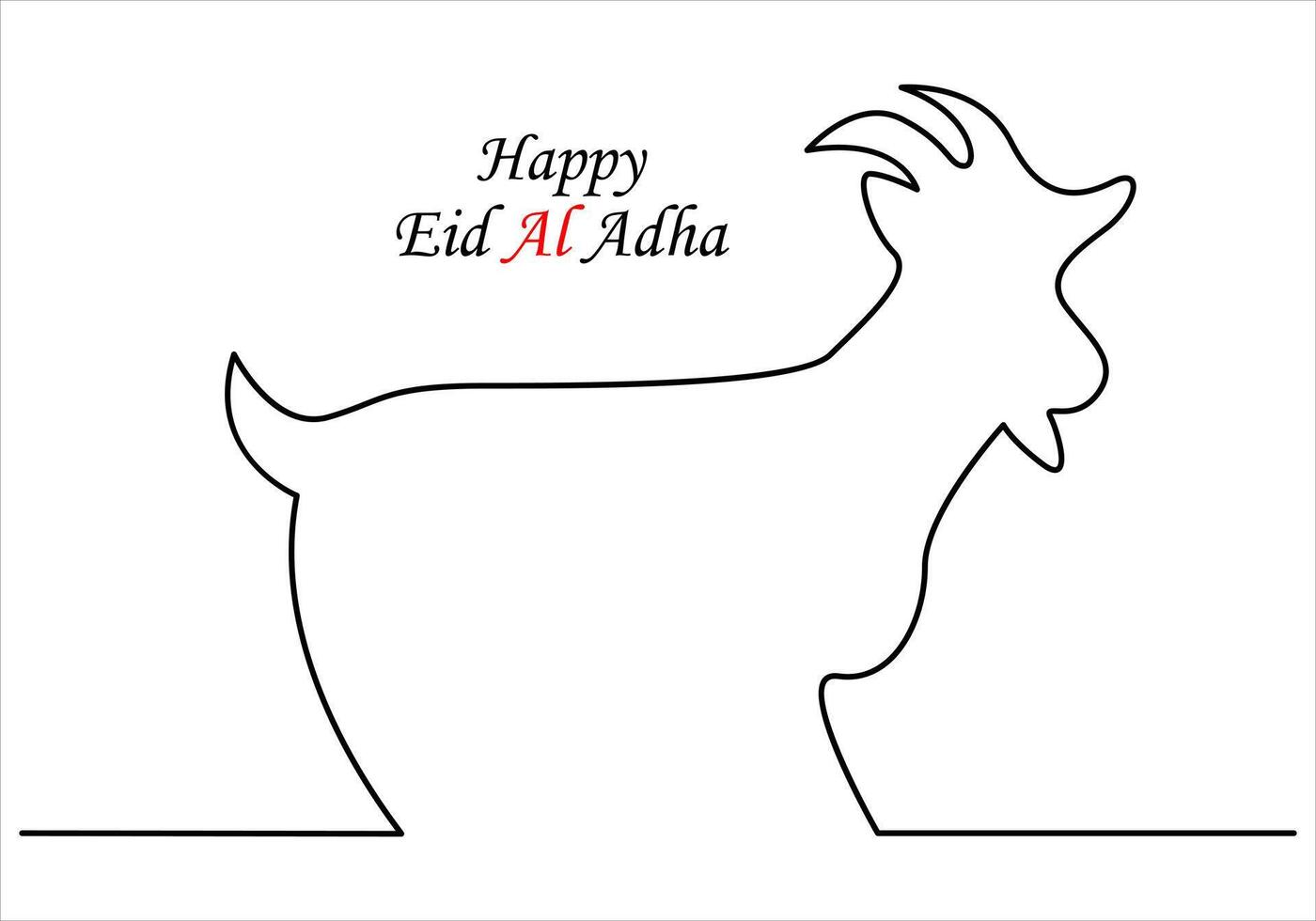 Continuous one line drawing of eid al adha out line vector art illustration