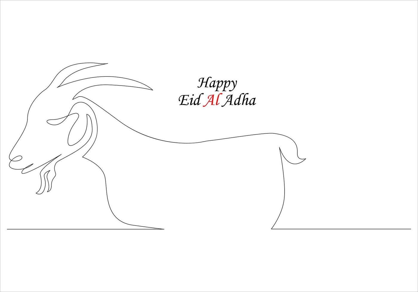 Continuous one line drawing of eid al adha out line vector art illustration