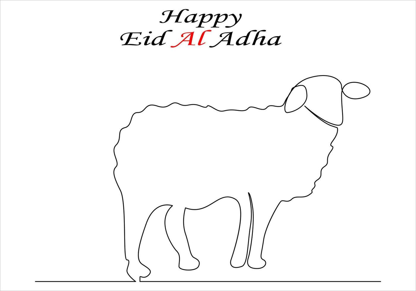 Continuous one line drawing of eid al adha out line vector art illustration