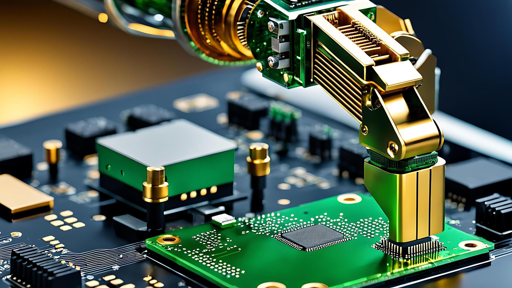 AI generated Close-up of electronic circuit board. Technology background. 3d rendering photo