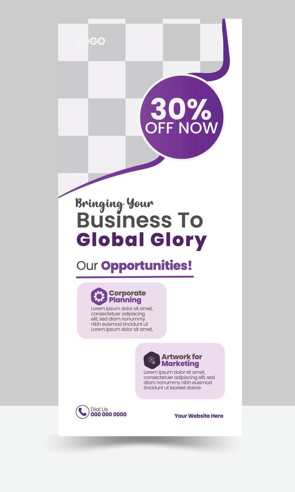 Modern, Clean, Unique Roll Up Banner Design. vector