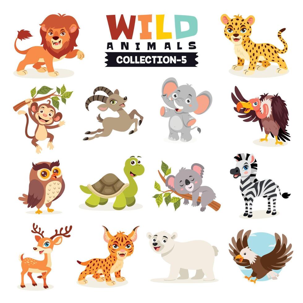 Set Of Various Wild Animals vector
