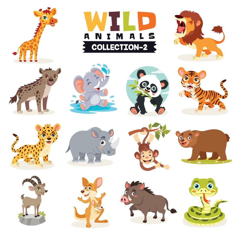 Set Of Various Wild Animals vector