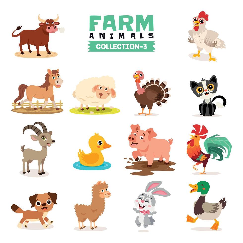 conjunto de varios granja animales vector
