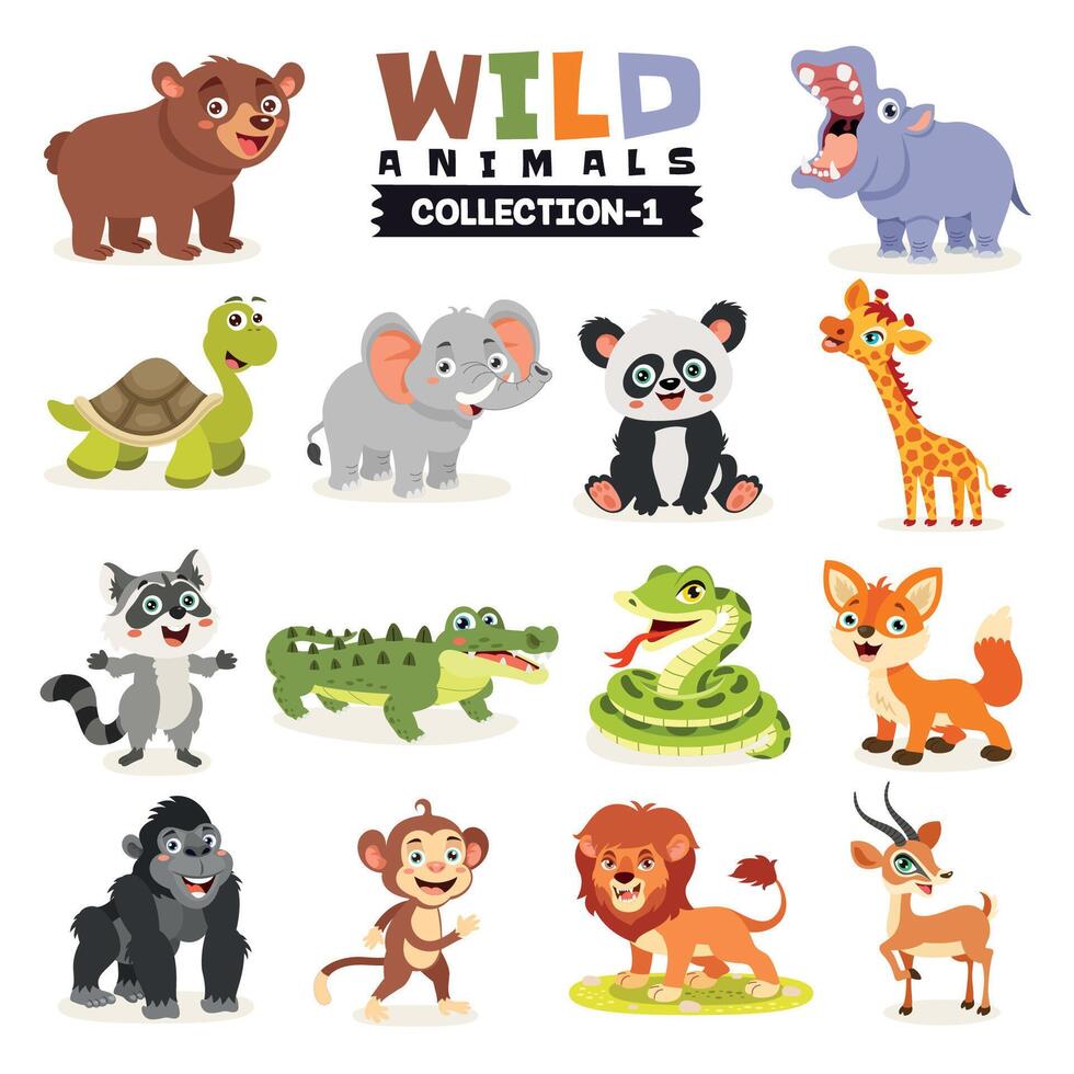 Set Of Various Wild Animals vector