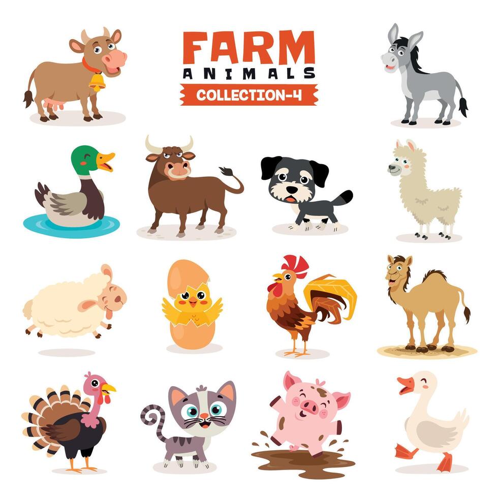 conjunto de varios granja animales vector