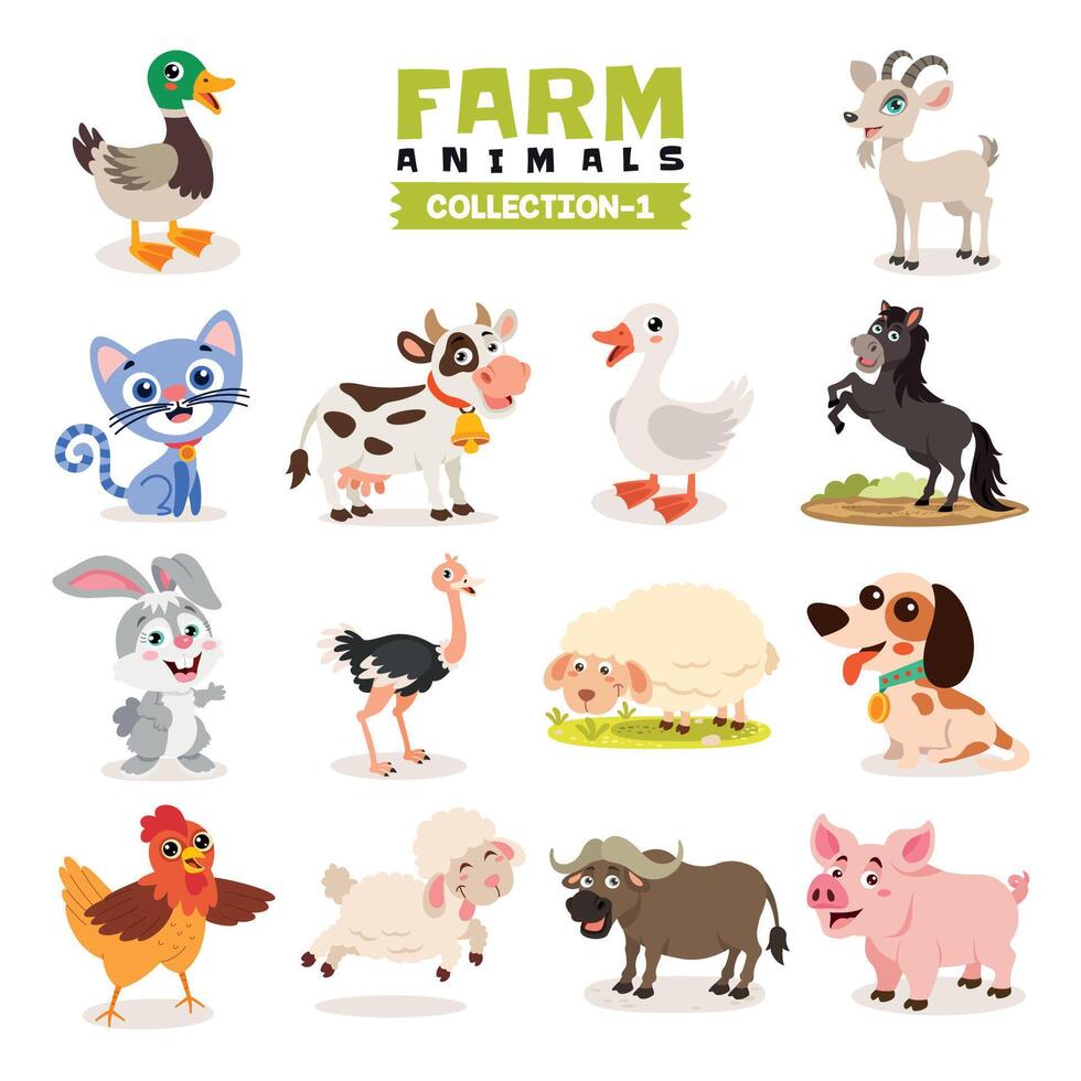 conjunto de varios granja animales vector