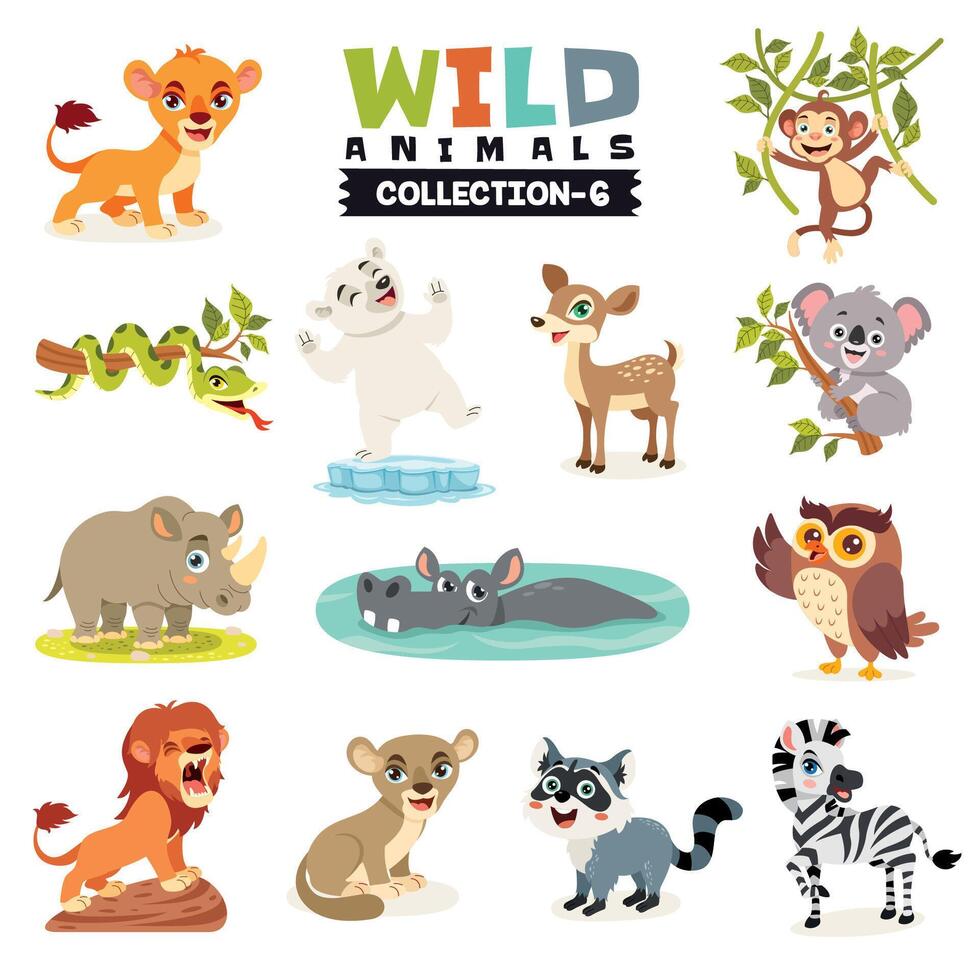 Set Of Various Wild Animals vector