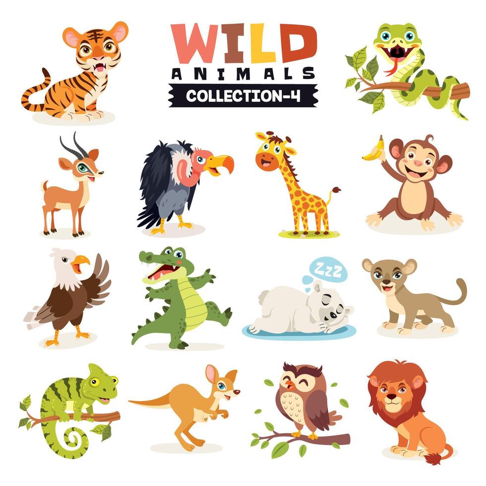 Set Of Various Wild Animals vector