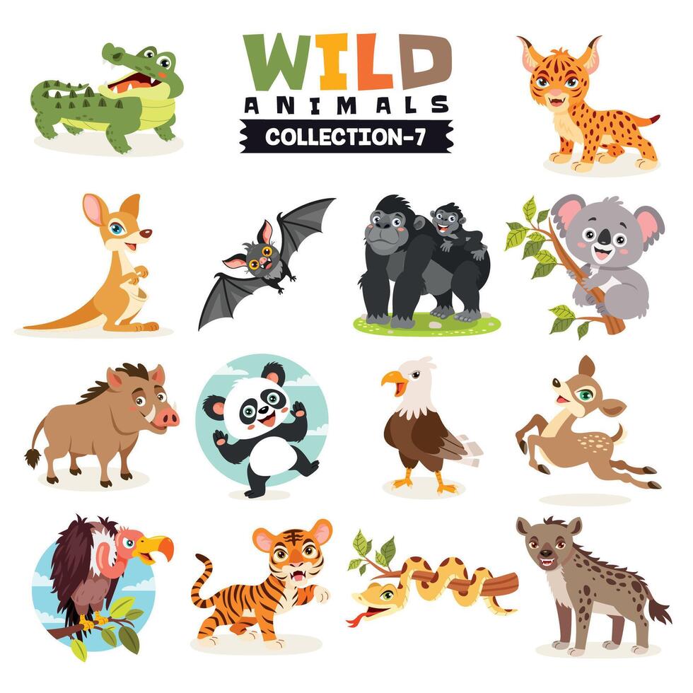 Set Of Various Wild Animals vector