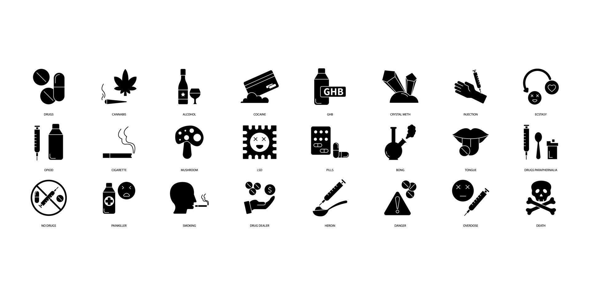 Drugs icons set. Set of editable stroke icons.Vector set of Drugs vector