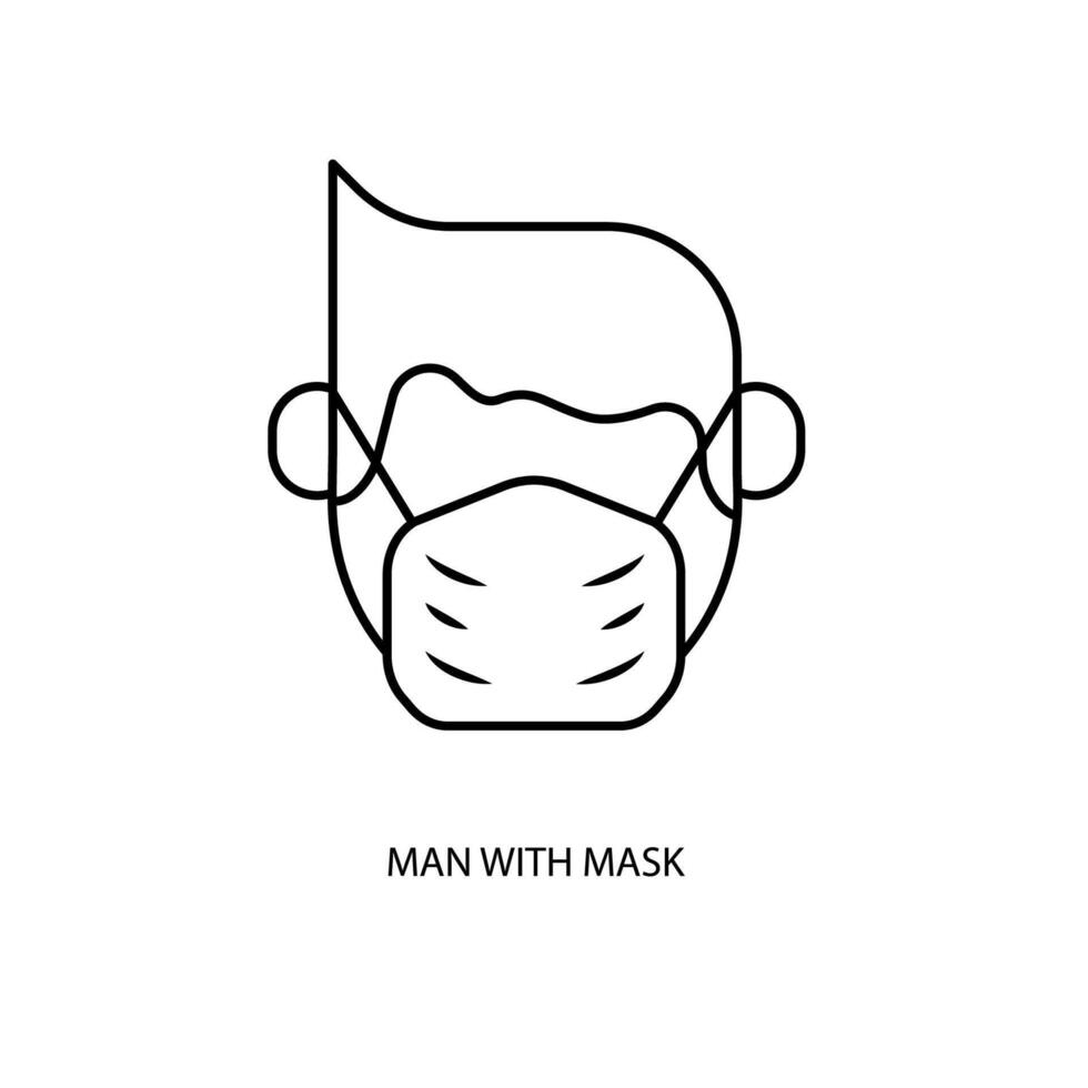 hombre con máscara concepto línea icono. sencillo elemento ilustración. hombre con máscara concepto contorno símbolo diseño. vector