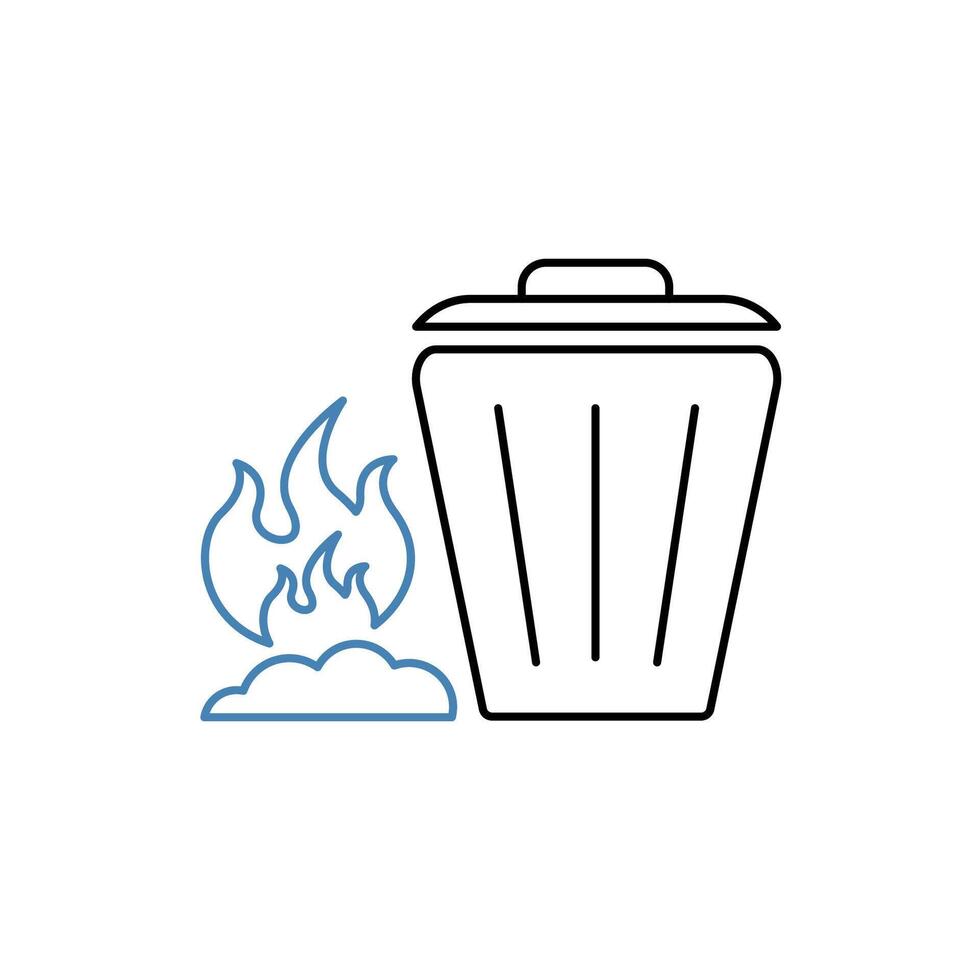 burning waste concept line icon. Simple element illustration. burning waste concept outline symbol design. vector