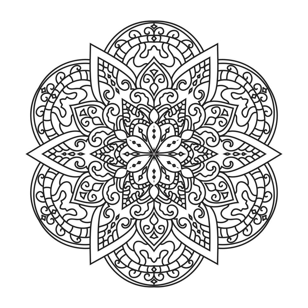 Outline mandala for coloring book decorative round ornament vector