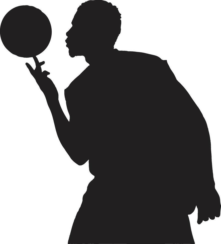 silhouettes of basketball athelete training for competition vector