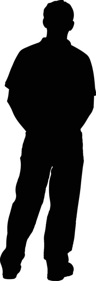 silhouettes of basketball coach or standing man, black color isolated on white background vector