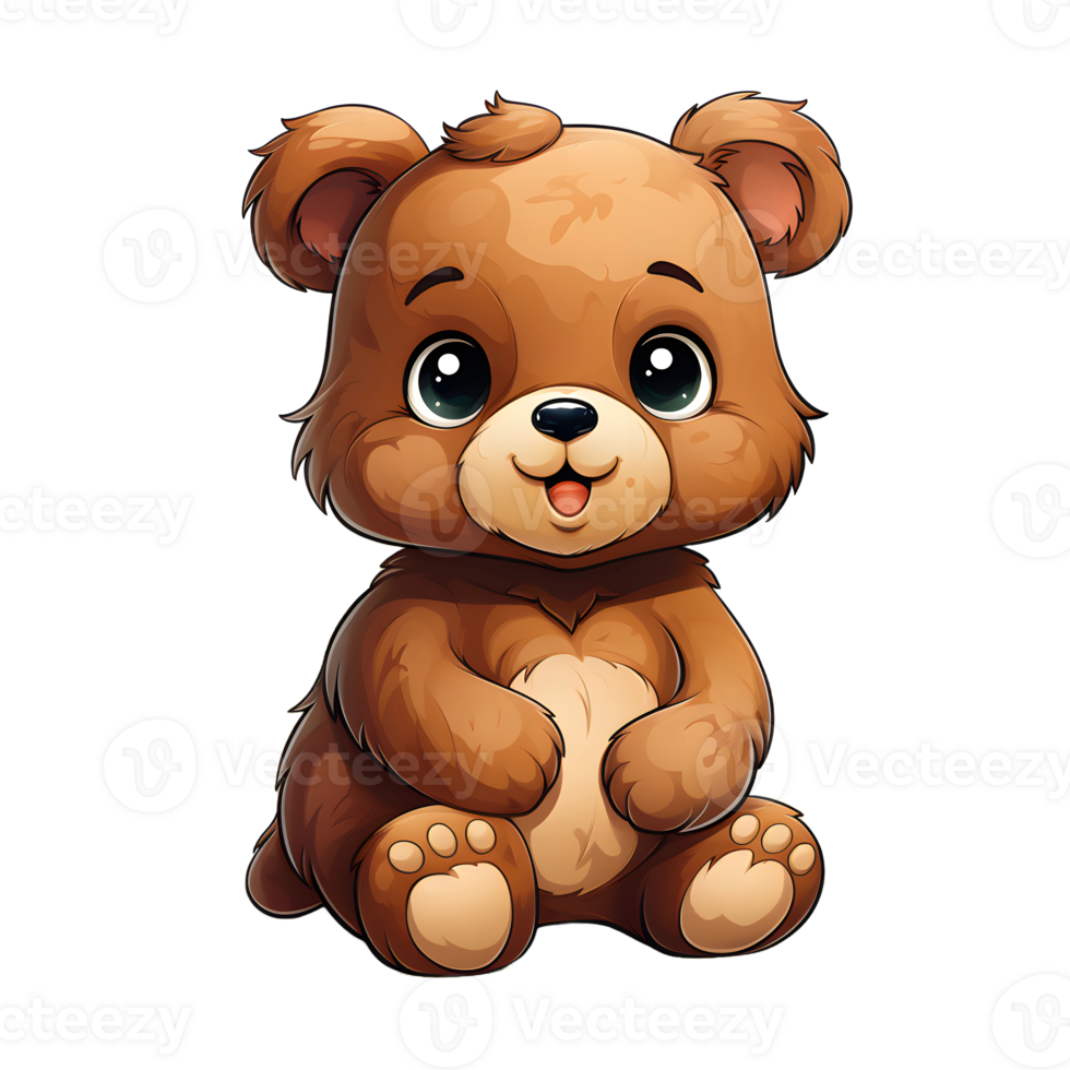 AI generated Cute Bear Cartoon Illustration Isolated on transparent Background. Teddy Bear Doll. Generative Ai png