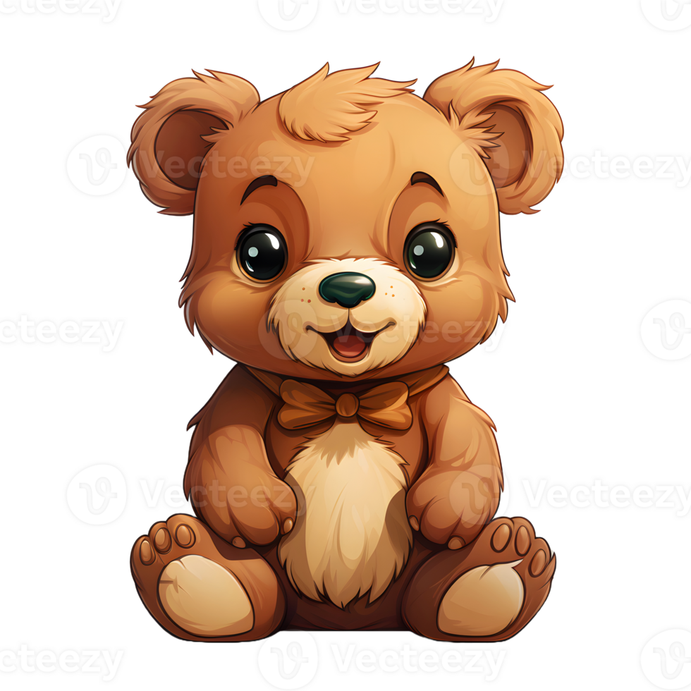 AI generated Cute Bear Cartoon Illustration Isolated on transparent Background. Teddy Bear Doll. Generative Ai png