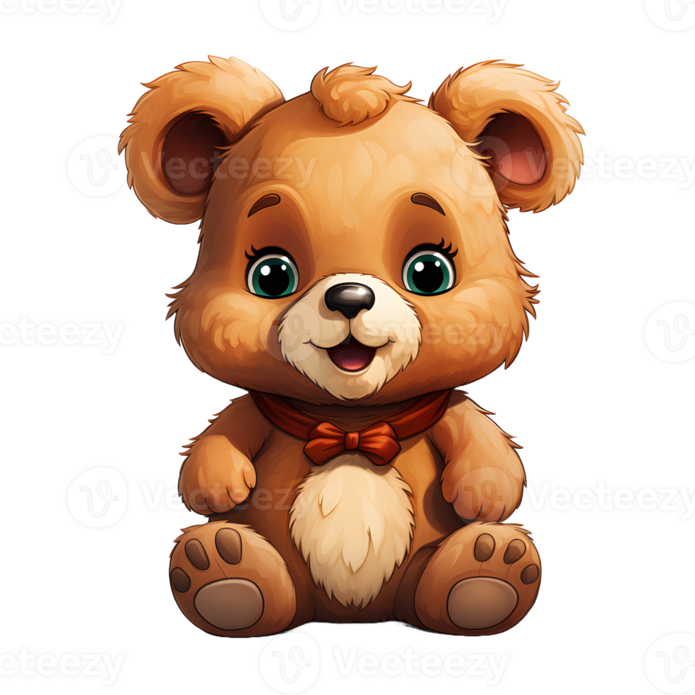 AI generated Cute Bear Cartoon Illustration Isolated on transparent Background. Teddy Bear Doll. Generative Ai png