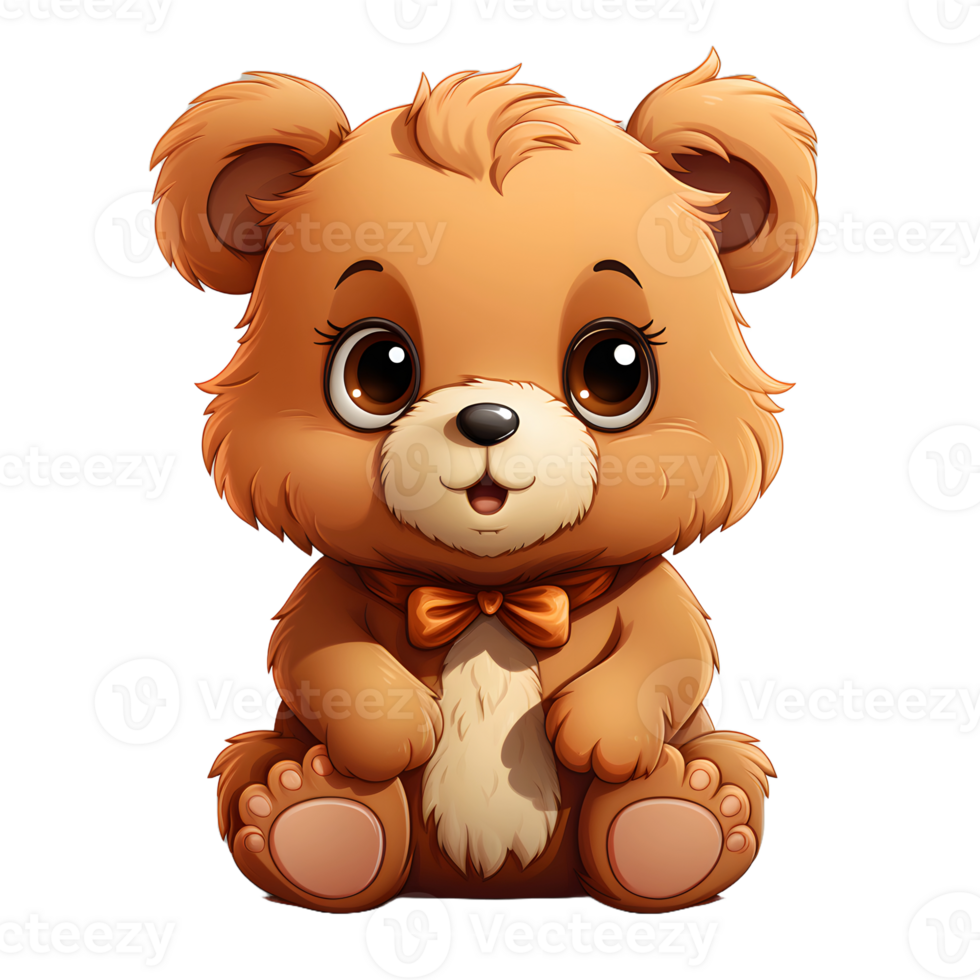 AI generated Cute Bear Cartoon Illustration Isolated on transparent Background. Teddy Bear Doll. Generative Ai png