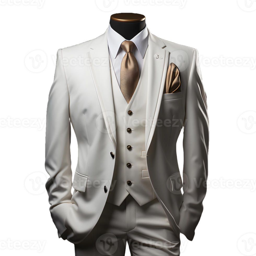 AI generated Elegant White Men's Formal Suit Isolated on Transparent Background. Generative Ai png