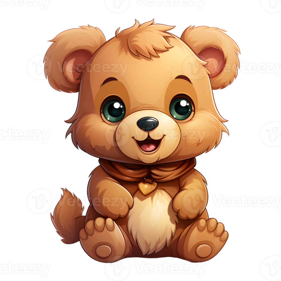 AI generated Cute Bear Cartoon Illustration Isolated on transparent Background. Teddy Bear Doll. Generative Ai png