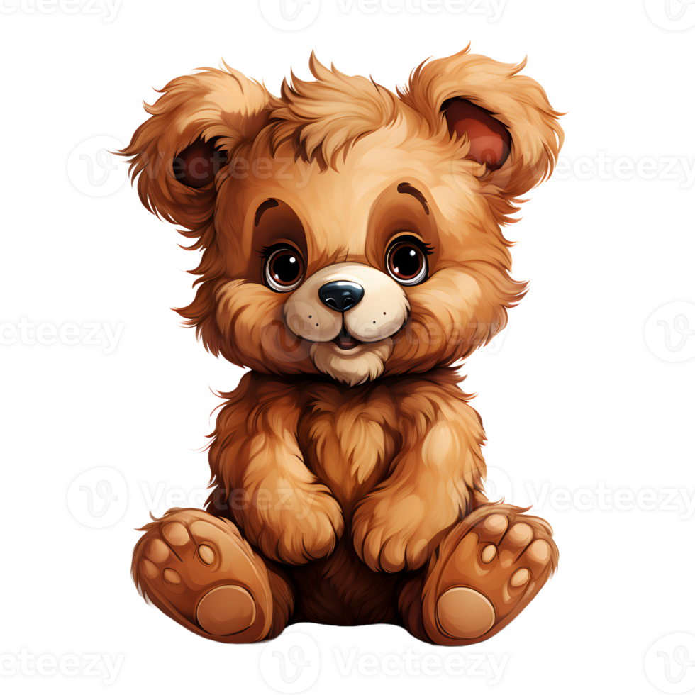 AI generated Cute Bear Cartoon Illustration Isolated on transparent Background. Teddy Bear Doll. Generative Ai png