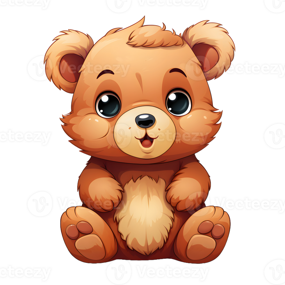 AI generated Cute Bear Cartoon Illustration Isolated on transparent Background. Teddy Bear Doll. Generative Ai png