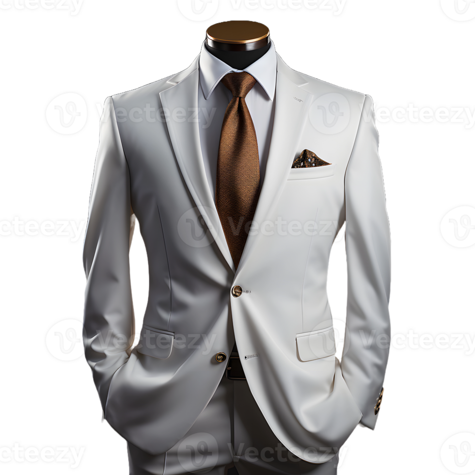 AI generated Elegant White Men's Formal Suit Isolated on Transparent Background. Generative Ai png