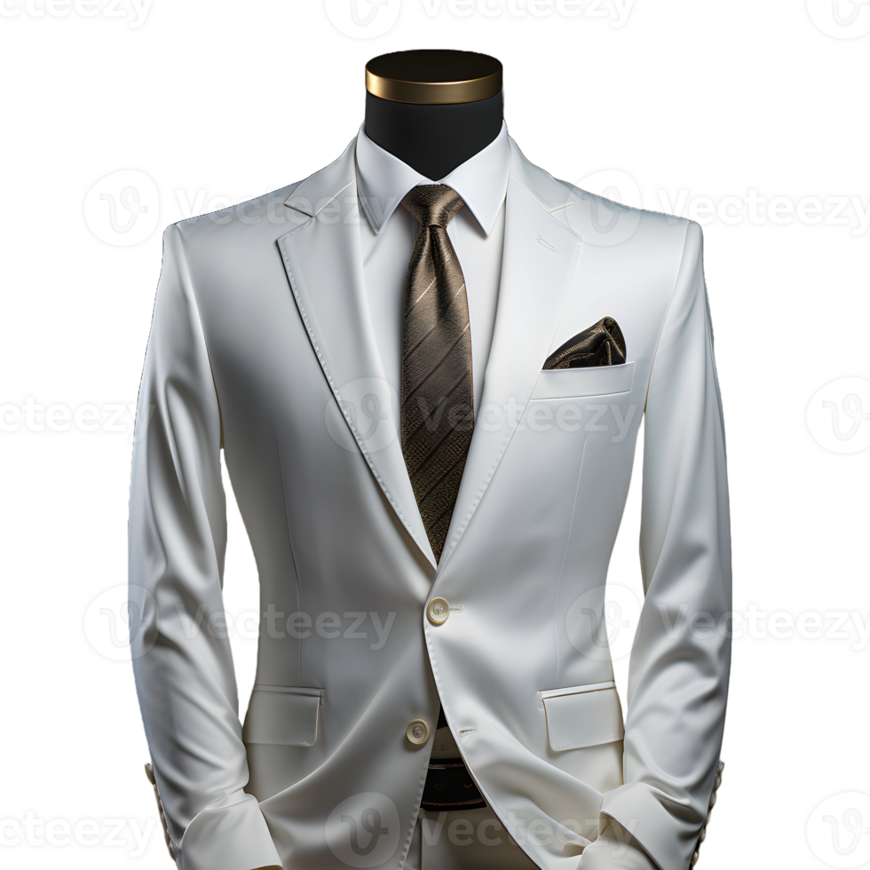 ai genererad elegant vit herr- formell kostym isolerat på transparent bakgrund. generativ ai png
