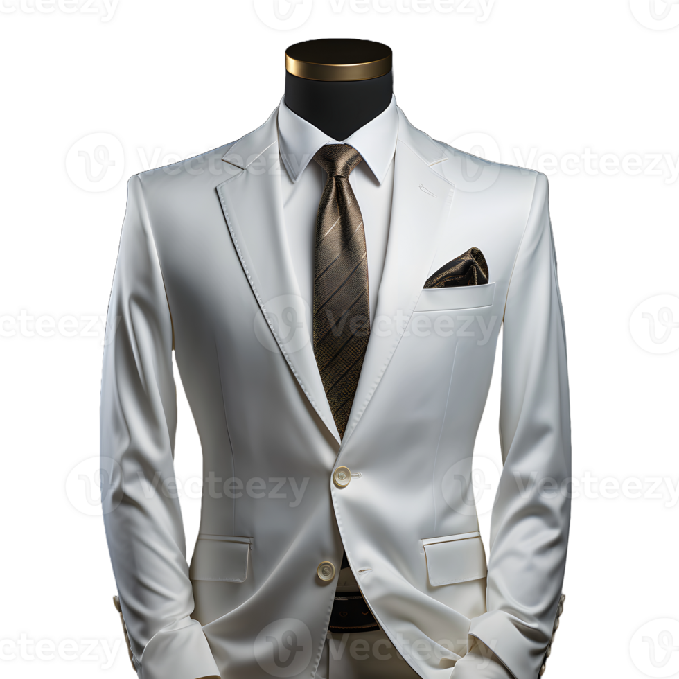 AI generated Elegant White Men's Formal Suit Isolated on Transparent Background. Generative Ai png